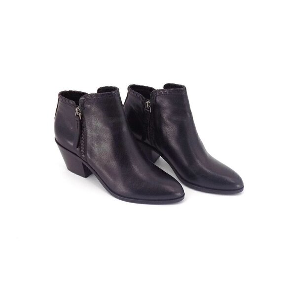 Frye & Co Leather Ankle Boots Black Side Zip Size 6.5 M 2-1/4" Block Heel Cody - Picture 1 of 8